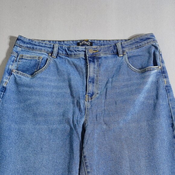Buffalo jeans women's size 16 denim blue colour Della High rise Wide leg jean - Picture 2 of 14